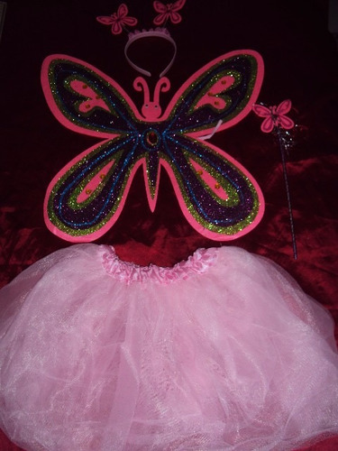 Fantasia Infantil Borboleta Colorida Glitter Pronta Entrega