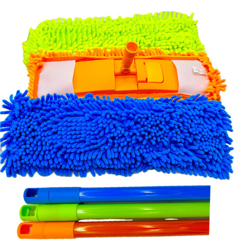 6 Trapeador Mop De Microfibra Rectangular Piso Sacudidor