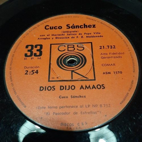 Simple Cuco Sanchez Mariachi Jalisco Pepe Villa Cbs C27