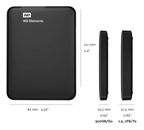 Dd Externo Portatil 1tb Wd Elements Negro 2.5/usb3.0/win