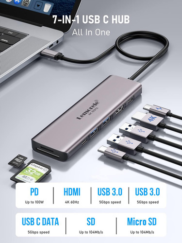 Adaptador Multipuerto Usb C Hub Estación De Acoplamiento 7 1