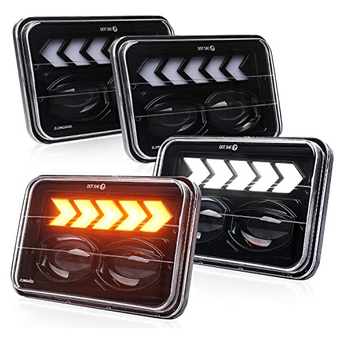 4 Faros Led De 4x6 Haz Alto/bajo, Drl Blanco Y Señales...