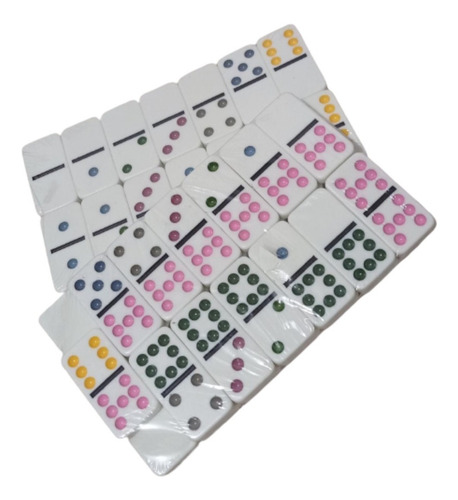 Juego Dominó 55 Fichas En Color Doble 9 Mesa Caja Metálica