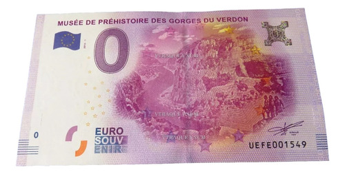 #85 Billete 0 Euro Museo De La Prehistoria Francia