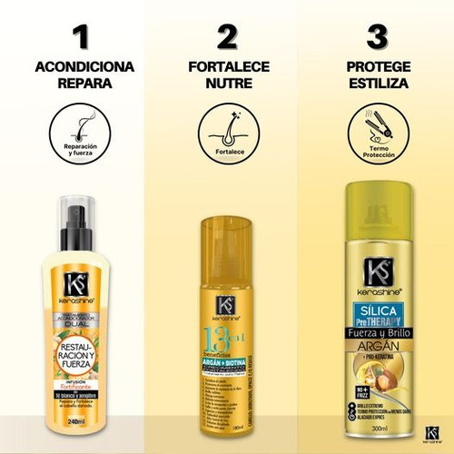 12 Pz Kerashine Tratamiento Capilar 13 Argán + Biotina 180ml