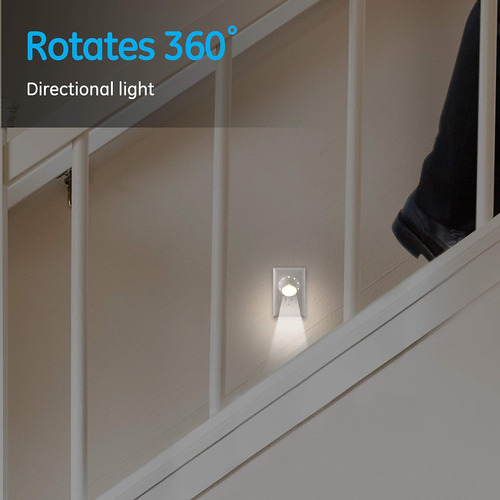 Luz Nocturna Led Giratoria, Paquete De 2, Enchufable, Foco D