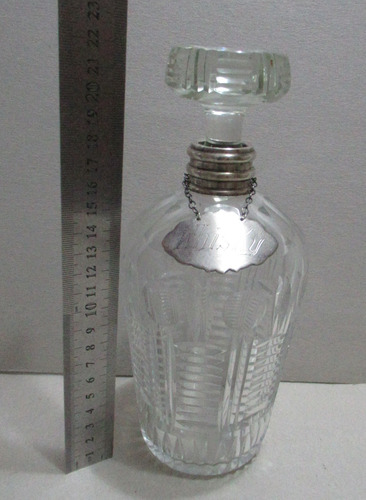 Licorero Whisky Plata 800 Botellón Cristal Con Tapón (15538) Transparente (Usado)