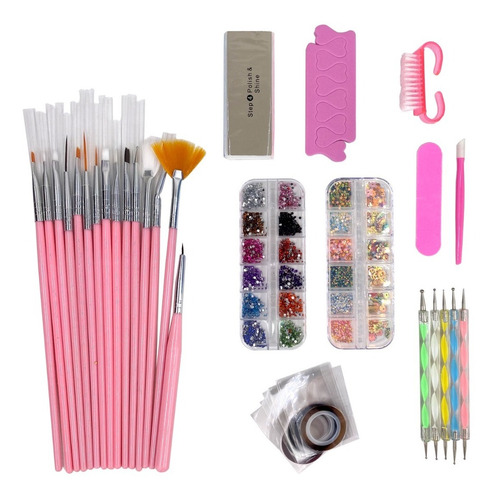 Imagen 1 de 7 de Set De Manicure Uñas Kit Pincel Juego Herramientas Lima