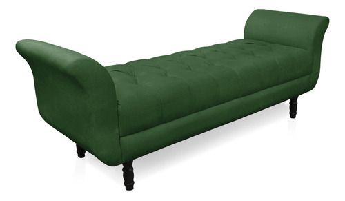 Recamier Olinda Suede Verde 160 Cm Pés Torneados Tabaco