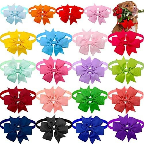 20pcs/pack Dog Bow Tie Dog Collar Pinwheel Bows Mix 22ns3