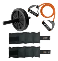 Comprar 2 Tobilleras 2 Kg + Banda Elastica Media + Rueda Abdominales