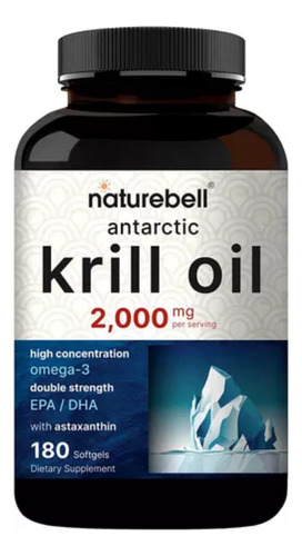 Krill Oil 2000mg 180 Capsulas + Omega 3 Epa Dha Astaxantina