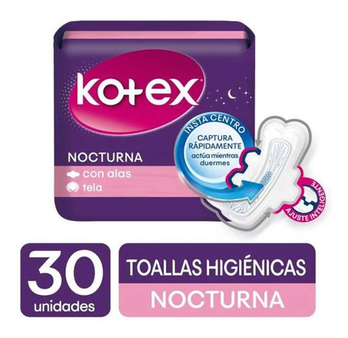 Toallas Kotex Nocturna 30 Unidades