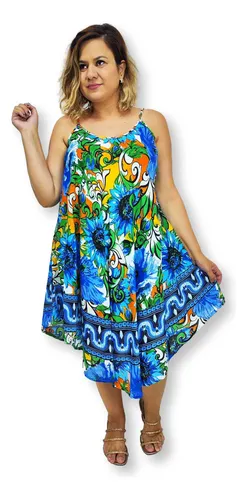 Vestido Soltinho Plus Size De Amarrar Estampado Floral - Summer