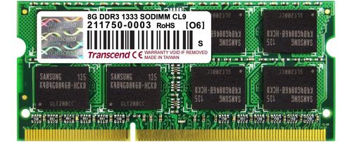 Memoria Computadora Portátil Transcend 8 Gb Ddrghz So-dimm X