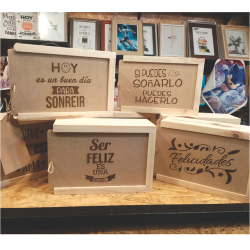 Caja En Madera - Tapa Corrediza -grabado Ser Feliz Es ..