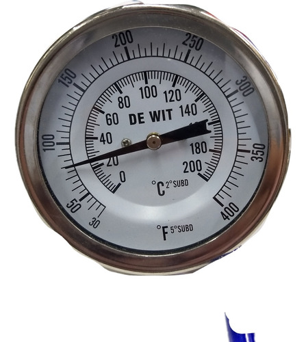 Termometro Bimetalico Dewit 0-200ºc 3 X 2.5 Pulgadas 1/2 Npt