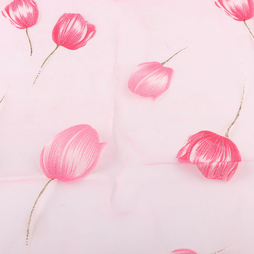 Cortinas De Tul, 100 X 200 Cm, Con Estampado De Tulipanes, C