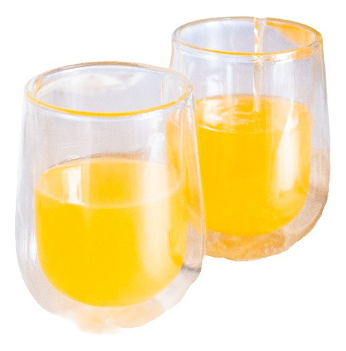 Vaso De Vidrio Doble 200ml 6,5 X 10cm (diam X Alt) Color Transparente