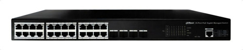 Dahua Dh-pfs4428-24gt-370, Switch de red administrable Capa 2, Poe 24 Puertos Gigabit 370Watts, 04 SFP para fibra, Color Negro