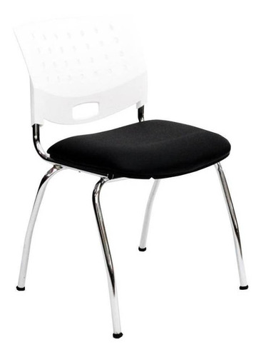 Imagen 1 de 1 de Silla de escritorio JMI Greta fija cromada blanca y negra con tapizado de cuero sintético