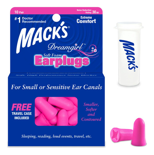 Tapon Para Oido Mack's Dreamgirl Espuma Suave 10 Rosa Dormir