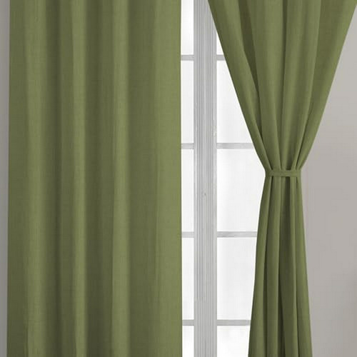 Cortinas De Lino Semitransparentes 96 - 2 Paneles Verde Sal