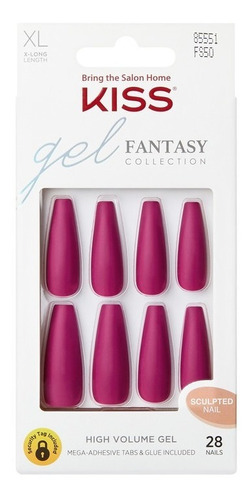 Uñas Glue-on Kiss Glam Fantasy - Bordeaux