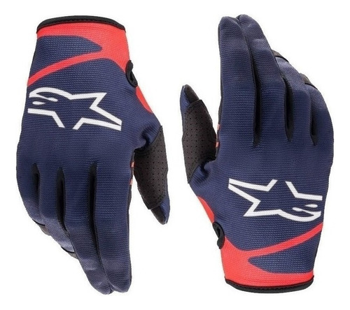 Par de guantes Alpinestars Radar 22, azul y rojo, para bicicleta de montaña, talla M