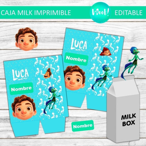 Caja Grande Milk Box Imprimible Editable De Luca