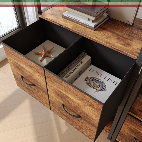 Librero De 6 Niveles De Estilo Industrial Con Cajón160*60*30