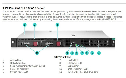 Servidor Hp Proliant Dl20 Xeon E2224 16gb-r S100i Gen10 