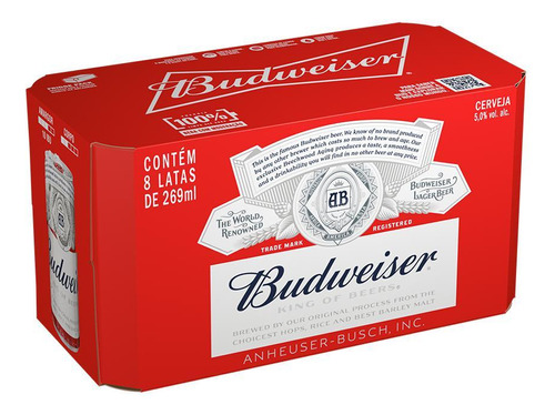 Pack Cerveja Budweiser Lata 269ml - 08 Unidades