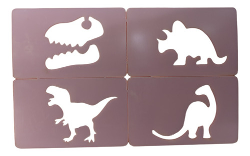 Imagen 1 de 3 de Plancha Stencil 4 En 1 Maquillaje Artistico Dinosaurio