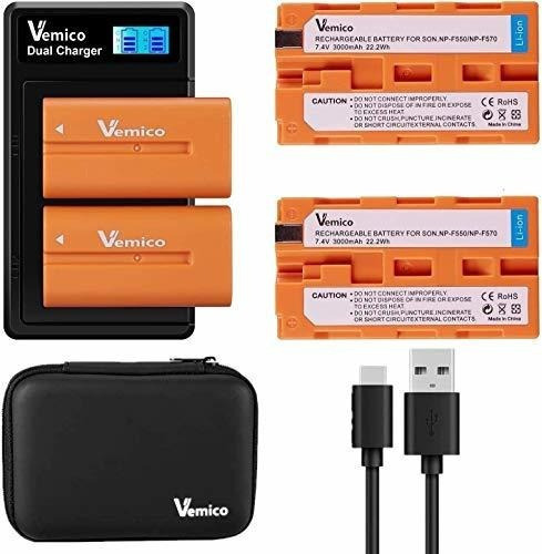 Vemico Np-f550 Conjunto De Cargador De Bateria 3000 Mah Bat