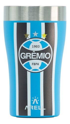 Copo Térmico Arell Com Tampa 500ml Azul Oficial Do Grêmio