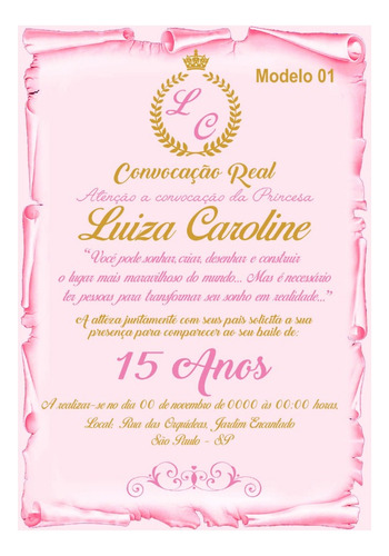70 Convite Festa 15 Anos Realeza Menina + 210 Individuais!!!
