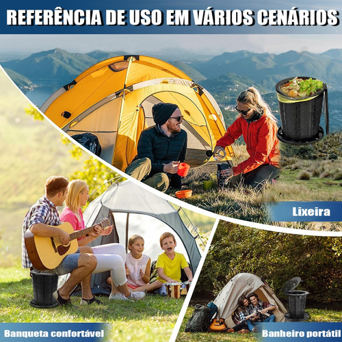 Banheiro Portátil Para Camping Leve De 15 Litros Retrátil