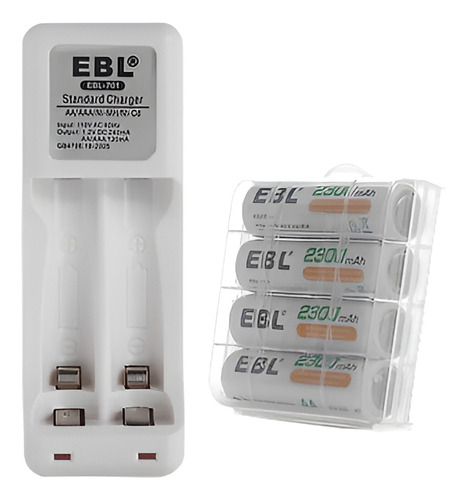 Ebl Lcd Aa/aaa Nimh/nicd Cargador De Batería + 4 Pilas Recar