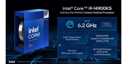 Procesador Intel Core i9 14900ks LGA 1700 6,2 Ghz 150 W BX8071514900KS