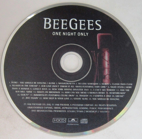 Bee Gees - One Night Only Cd Hdcd