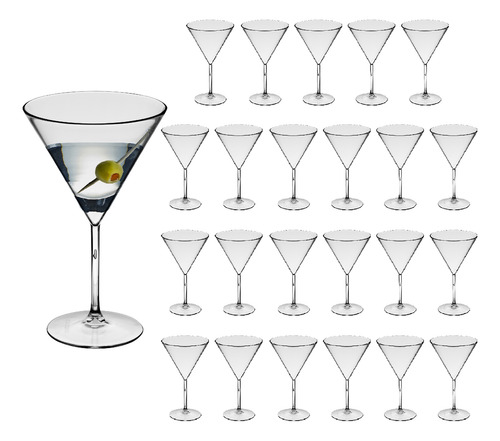 Taça Para Martini 260ml 24pçs Acrilico Elegante Resistente