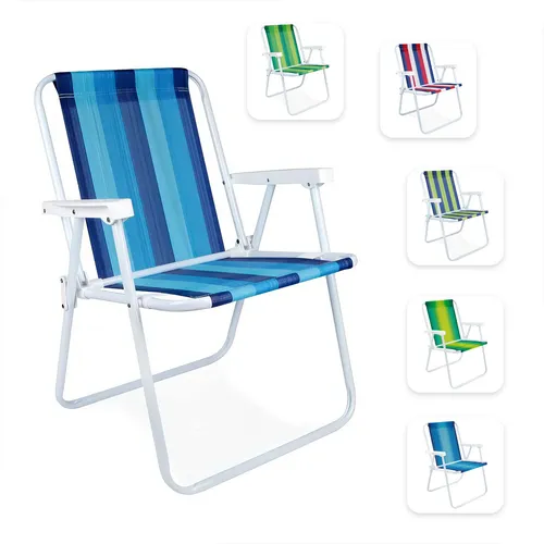 Cadeira de praia aço alta jardim piscina camping portátil Mor