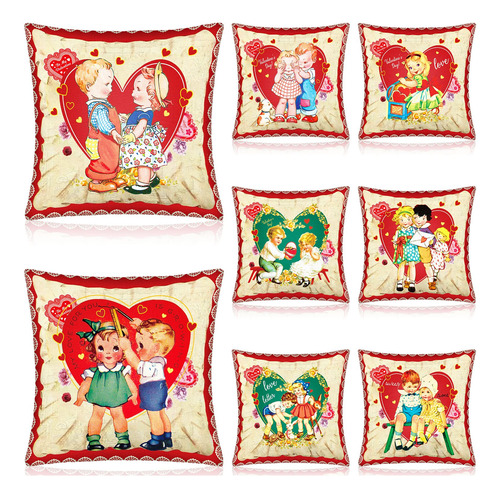 Frienda 8 Fundas De Almohada Vintage Retro Para El Día De Sa