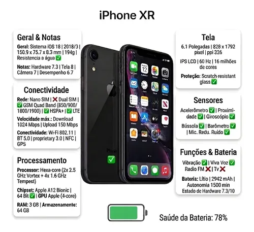 Apple Iphone Xr 64 Gb - Preto | MercadoLivre