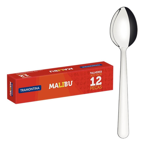 12 Cucharas De Postre Malibu Acero Inoxidable Tramontina