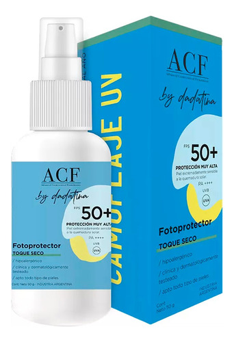 Acf By Dadatina Camuflaje Protector Solar Fps 50 Toque Seco