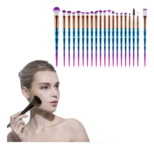 Juego De Brochas De Maquillaje, 20 Unidades, Color Champán,