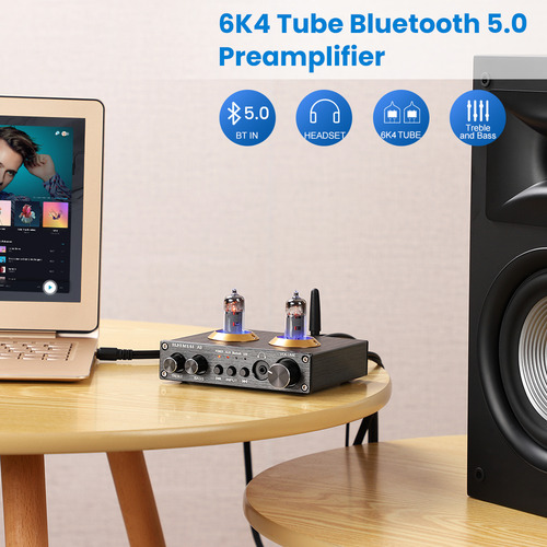 Pré-amplificador Valvulado Usb Aux Bluetooth Fone De Ouvido