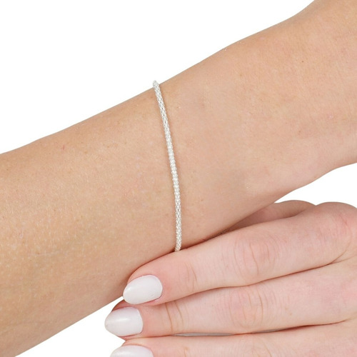 Pulseira Pipoca Luxo Feminina 18cm 2mm Moda De Prata 925 Comprimento 18 Cm Cor Prateado Diâmetro 18 Cm